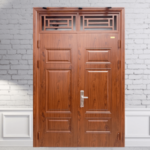 Cửa thép vân gỗ Hoa Vĩ 2 cánh cân HMS6023