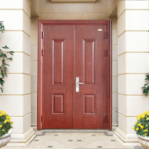 Cửa thép vân gỗ Hoa Vĩ 2 cánh cân HMS60S06